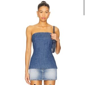 FREE PEOPLE Lora Denim Tube Top in Canter Wash SIZE MEDIUM JEAN